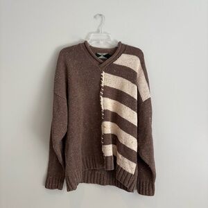 525 America Brown and Cream Striped Sweater